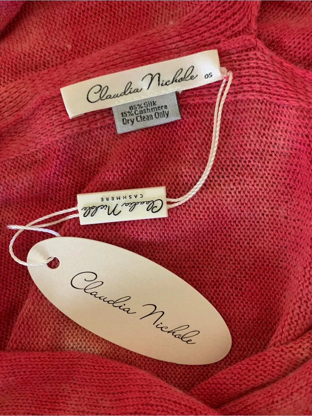 Claudia Nichole Pink Silk Cashmere Poncho OS NWT Lightweight Knit Wrap